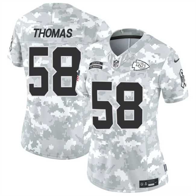 Womens Kansas City Chiefs #58 Derrick Thomas 2024 F.U.S.E Arctic Camo Salute To Service Limited Stitched Jersey Dzhi